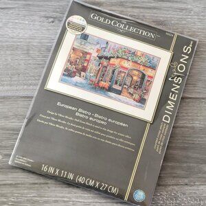 DIMENSIONS GOLD COLLECTION CROSS STITCH KIT 2008 EUROPEAN BISTRO #35224 NEW